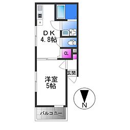 近鉄大阪線 久宝寺口駅 徒歩11分の賃貸アパート 1階1DKの間取り