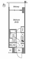 ディームス品川南大井 1Kの間取図画像