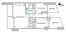 ロマネスク箱崎タワーホームズW棟 2LDKの間取図画像