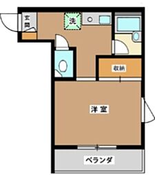 カーサ梨本 2階1Kの間取り