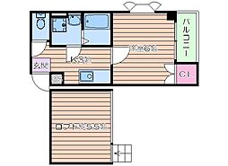 京阪本線 森小路駅 徒歩1分の賃貸マンション 3階1Kの間取り