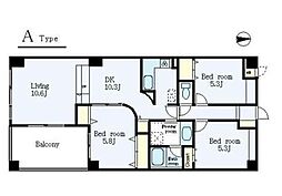 JR横浜線 八王子みなみ野駅 徒歩8分の賃貸マンション 5階3LDKの間取り