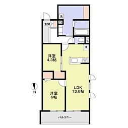 フォレストメゾンオリーブ南巽 2LDKの間取図画像