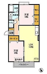 ヴェルメゾンおゆみ野B棟 2LDKの間取図画像