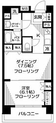 日神デュオステージ大宮浅間町 1DKの間取図画像