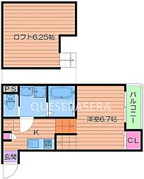 ＣａｓｔｌｅＥａｓｔ Ｌ’ｓ 2階1Kの間取り
