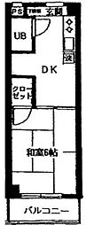 第2久野マンション 1DKの間取図画像