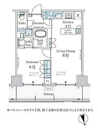 パークアクシス柏の葉 1LDKの間取図画像