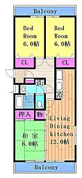 ウィステリア五番館 3LDKの間取図画像