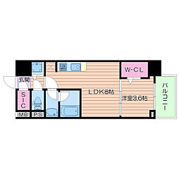アーバネックス中崎町 1LDKの間取図画像