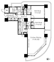 リバーポイントタワー 2LDKの間取図画像