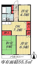 パークサイドマンション 3DKの間取図画像