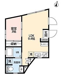 パークフロント小山台 2階1LDKの間取り