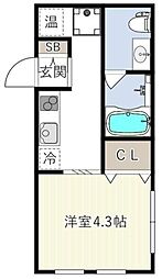 ハーモニーフラッツ不動前 ワンルームの間取図画像