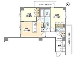 ローレルアイ目黒大橋 2DKの間取図画像