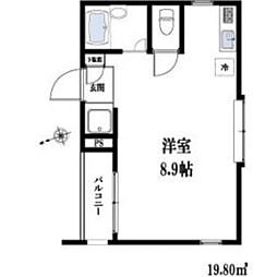 リバティ原町田 ワンルームの間取図画像