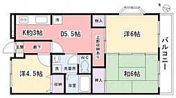 第三サニーハイツヒライ 3DKの間取図画像