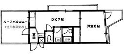 第32宮庭マンション 1DKの間取図画像