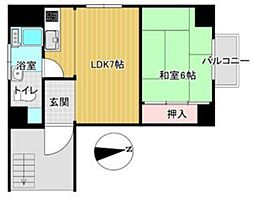 滝沢ビル 1DKの間取図画像