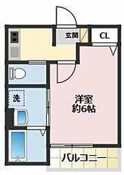 クロシェット大和 1Kの間取図画像