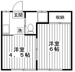 フェニックスハウス 1階2Kの間取り