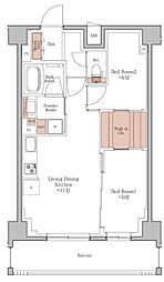 ジオエント四条大宮 2LDKの間取図画像