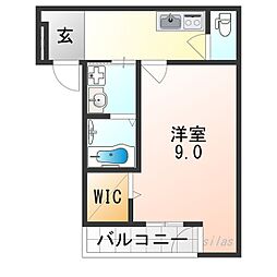 南海線 住ノ江駅 徒歩7分の賃貸アパート 1階1Kの間取り
