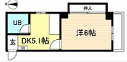 レジデンス光 1Kの間取図画像