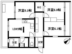 エルムコートC棟 3LDKの間取図画像