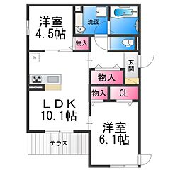 ルコリーヌ三国ヶ丘 2LDKの間取図画像
