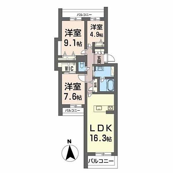 表参道グレイスＫ A0201｜熊本県熊本市中央区北千反畑町(賃貸マンション3LDK・2階・87.03㎡)の写真 その2