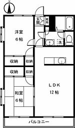 メゾンヴェール多摩 2LDKの間取図画像
