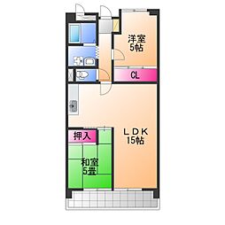 パークテラス北花田 2LDKの間取図画像