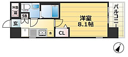 アドバンス三宮5ソレイユ 1Kの間取図画像