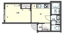八王子市寺町アパート 1DKの間取図画像