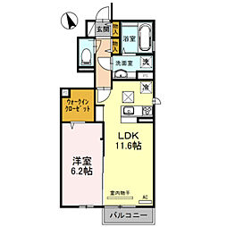 神鉄有馬線 北鈴蘭台駅 徒歩19分の賃貸アパート 1階1LDKの間取り