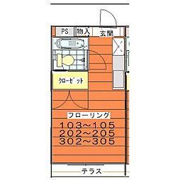 ジュネス八王子 ワンルームの間取図画像
