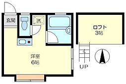 キャナル江古田 2階ワンルームの間取り