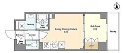 スタイリオフィット武蔵小杉II 1LDKの間取図画像