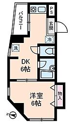 フローラ富士見台 1DKの間取図画像