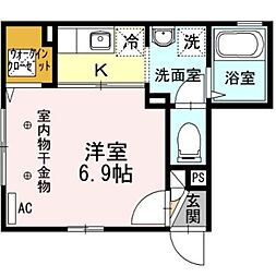 シャングリ・ラ 1Kの間取図画像
