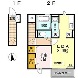 カルモタウンC 1LDKの間取図画像