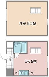 ジーアイハウス湊A 1DKの間取図画像