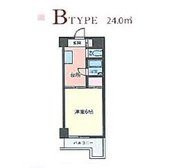 ホワイトマンション西新 1Kの間取図画像