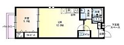 フジパレス忍ケ丘III番館 1LDKの間取図画像