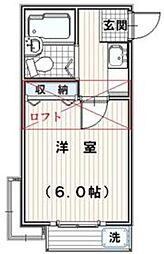 ロゼ狭山 1Kの間取図画像