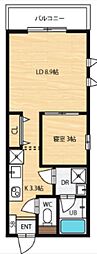 グランディア千葉中央III 1LDKの間取図画像