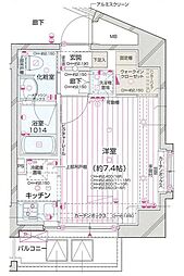 パレステュディオ新宿都庁前 1Kの間取図画像