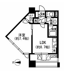レジディアイチガヤ 1LDKの間取図画像