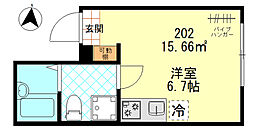 ザ・ハウス羽田 202 2階ワンルームの間取り